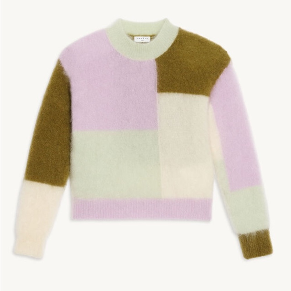 NWT Sandro colorblock mohair blend sweater size LARGE/3
